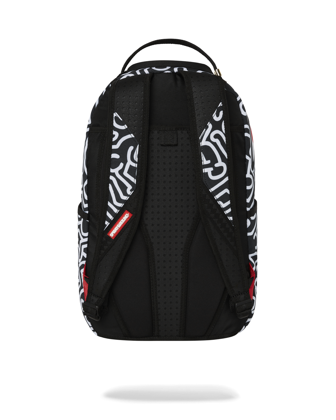 Front view of the Keith Haring shark design skater backpack showcasing the vibrant artwork.