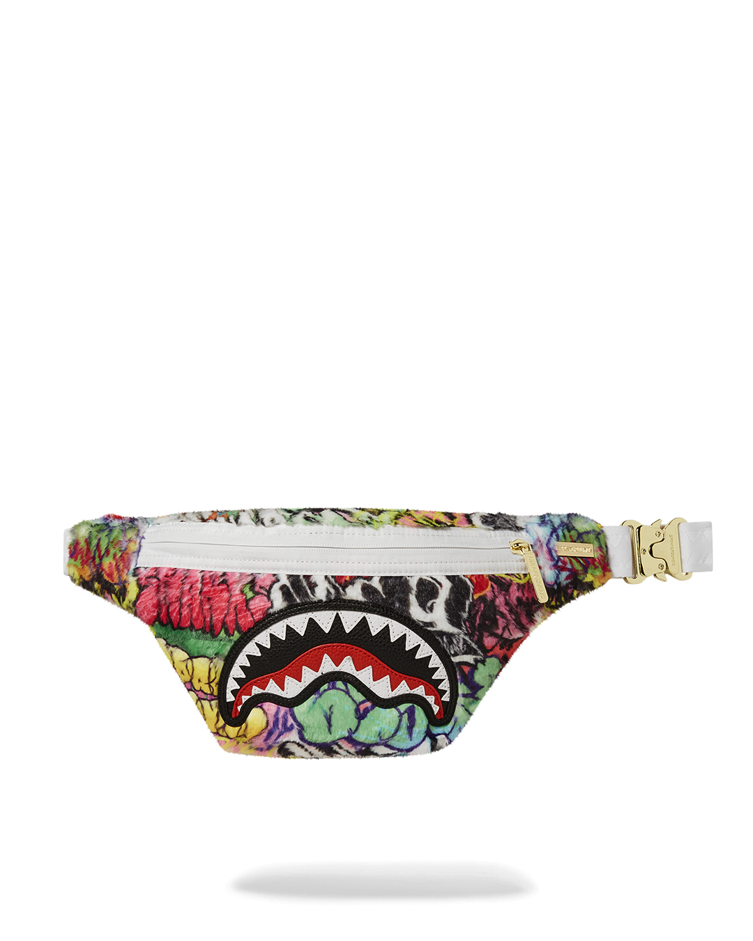 Stylish graffiti crossbody bag displayed against an urban backdrop.