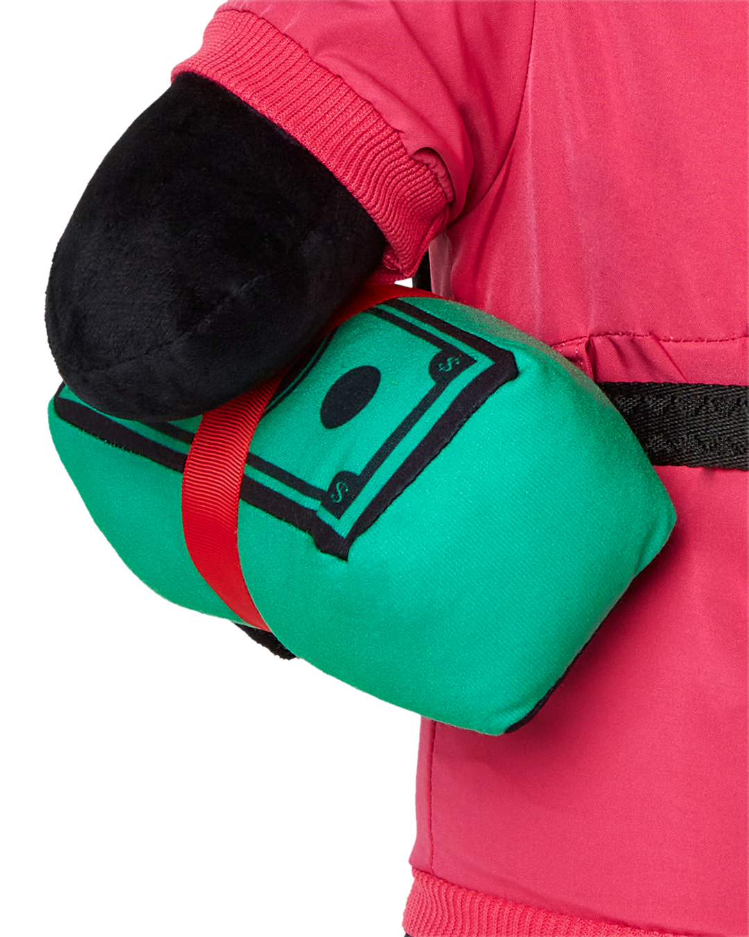 Squid Game Teddy Bear Backpack front view with pink soldiers design