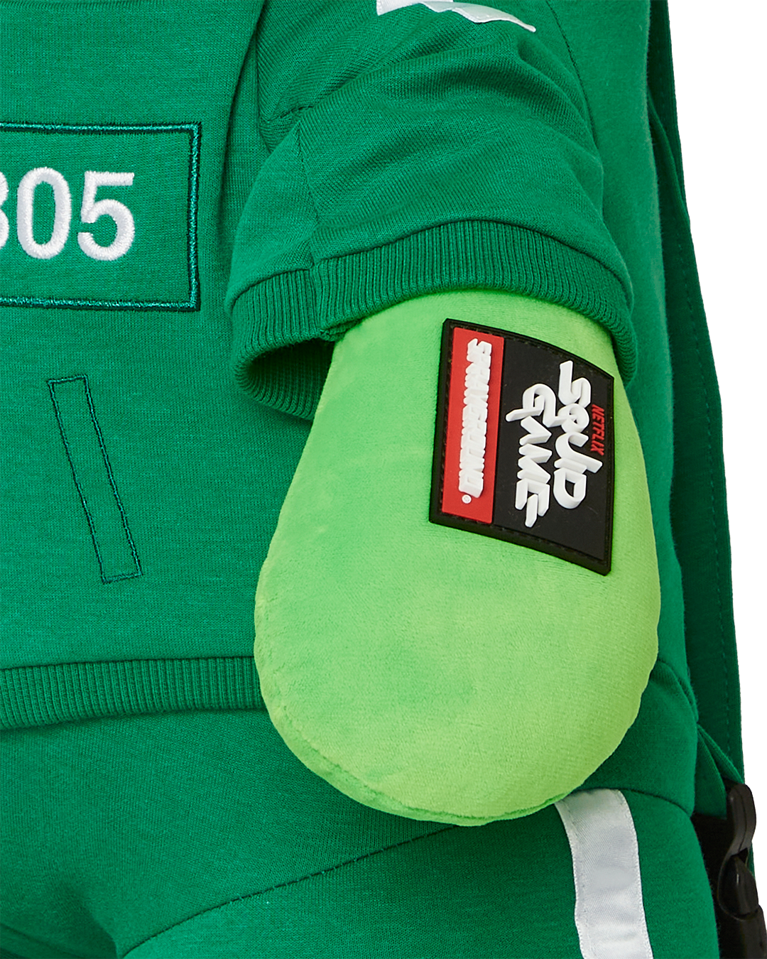 Side view showcasing adjustable straps on the teddy bear backpack.