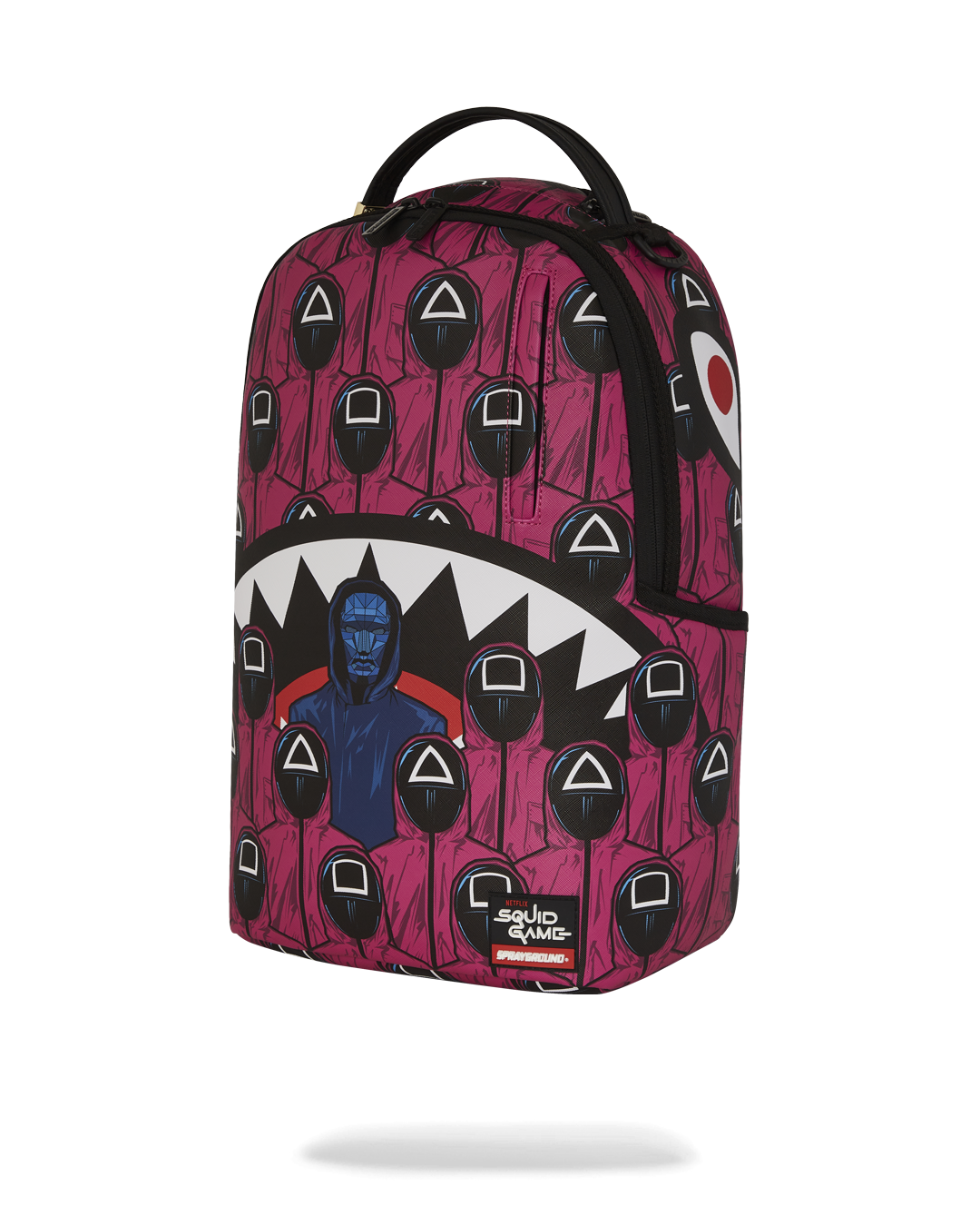 Side profile of the backpack displaying side pockets and adjustable straps