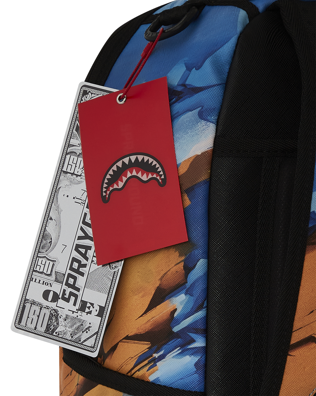 Front view of the Digital Art Inspiration Sprayground backpack showcasing vibrant street art designs.