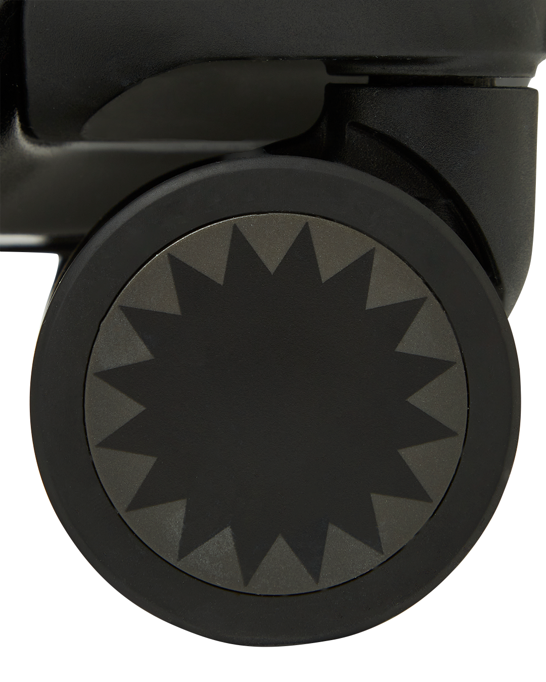 Close-up of TSA lock and telescoping handle on durable hardshell suitcase