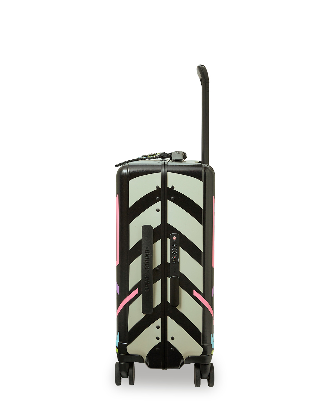 Interior of carry-on luggage showing organized compartments and mesh pockets