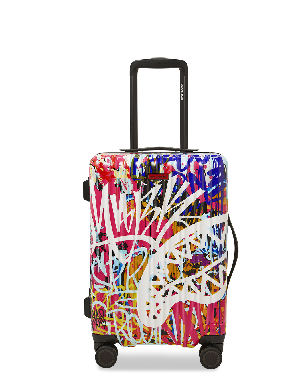 Exterior shot of the sleek, lightweight hard shell luggage set with shark sculpture design