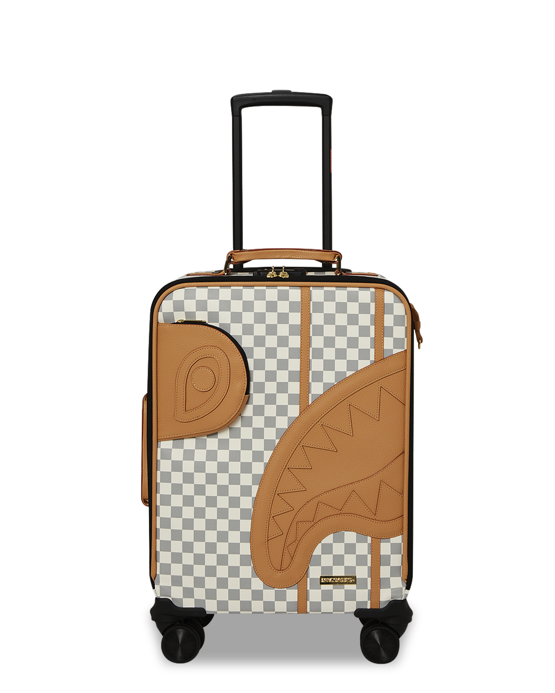 Latte Luxe luggage in use at an airport, demonstrating its durability and maneuverability.
