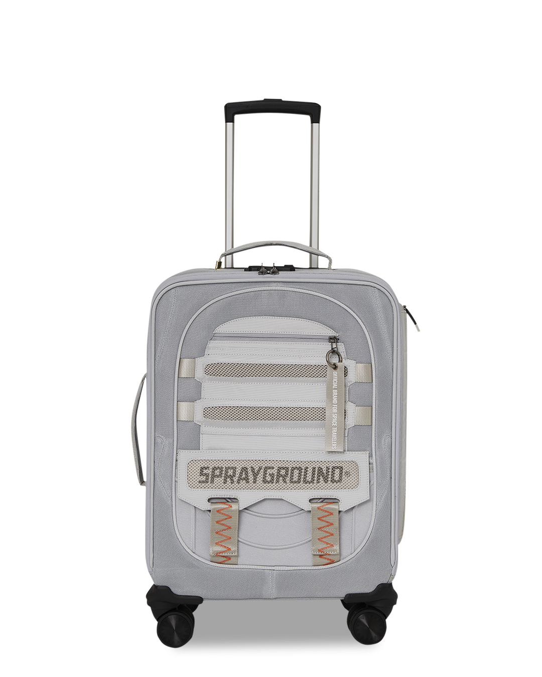 Proximo Special Ops hard shell carry-on luggage in use at an airport, showcasing its 4 dual spinning wheels