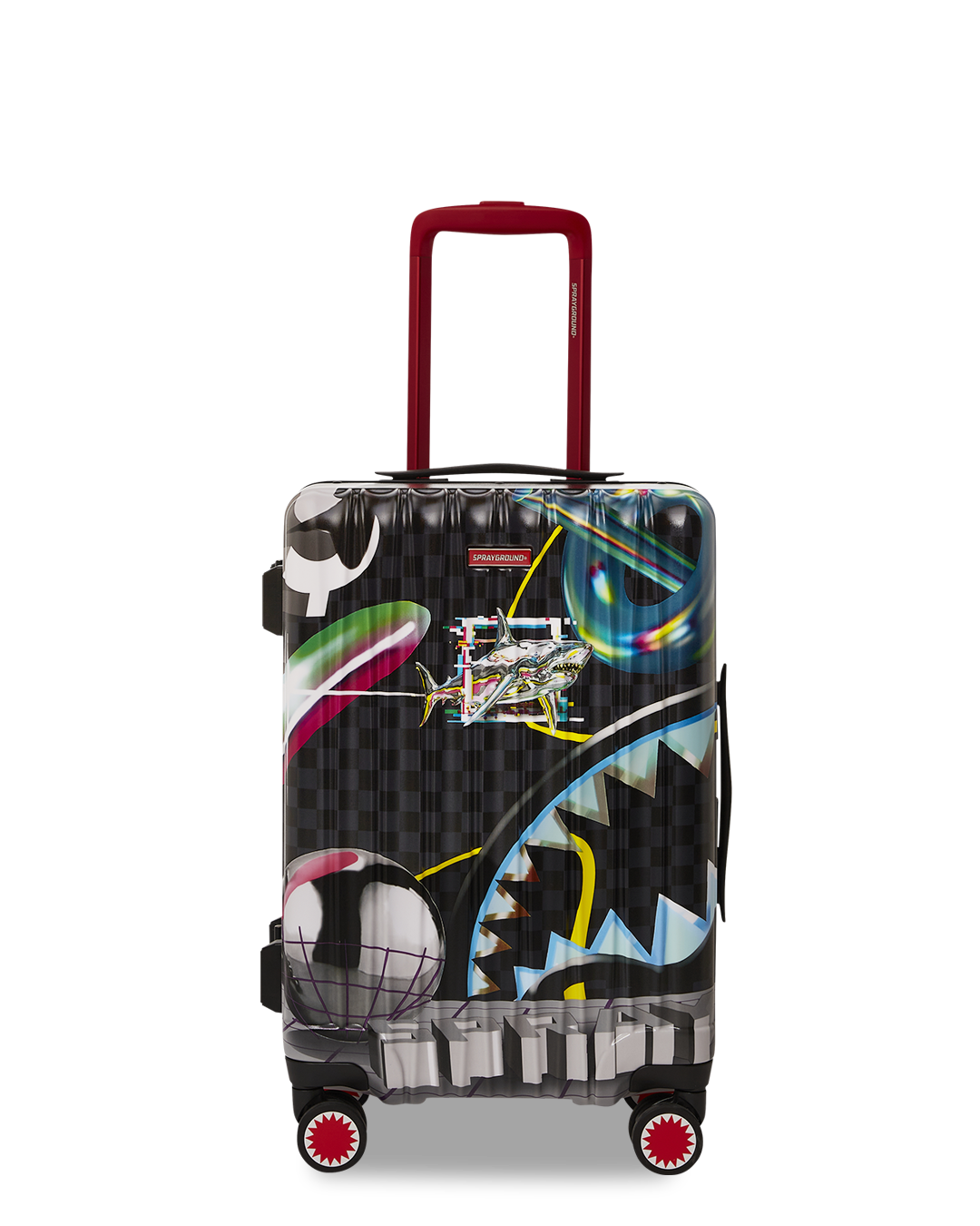 Open interior showing organizational pockets of hardshell spinner luggage