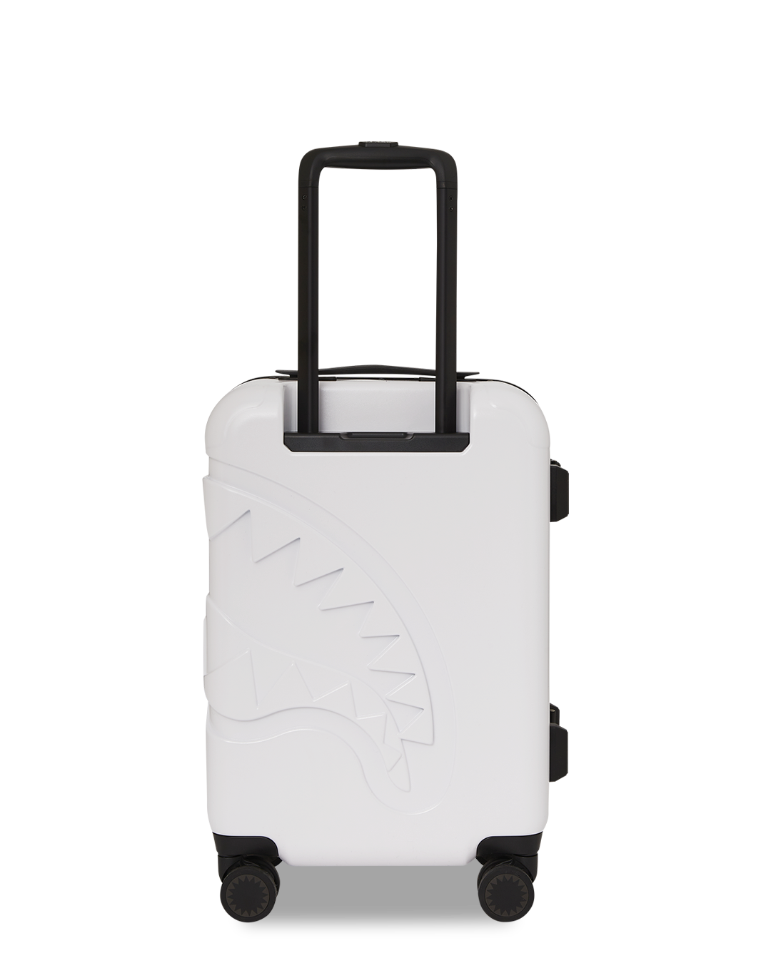 Sprayground hard shell suitcase with 4 dual spinning wheels and telescopic handle