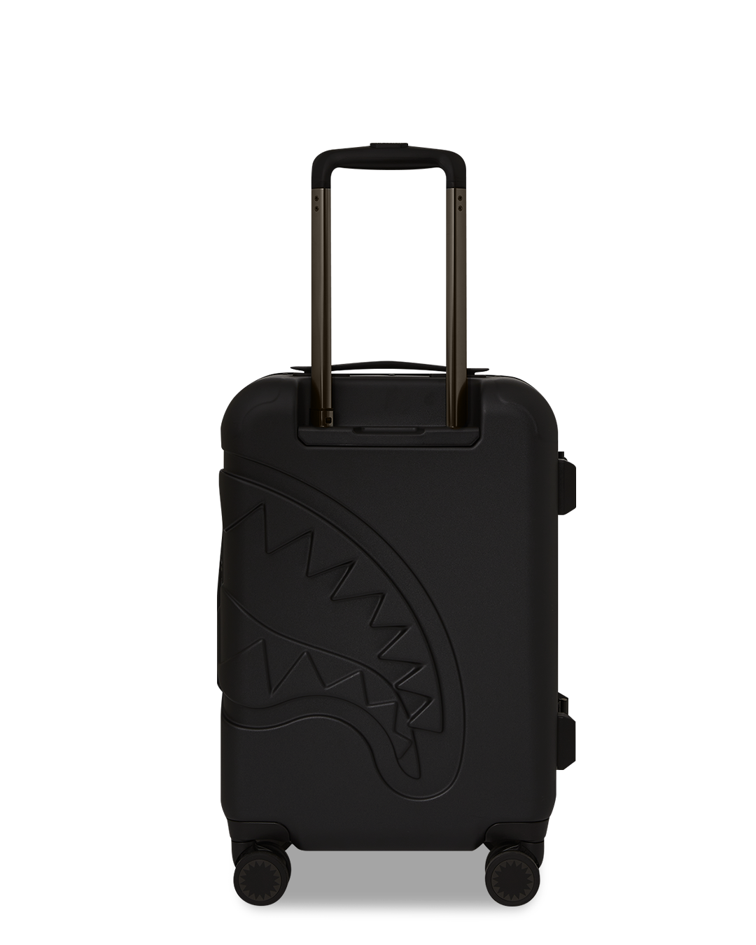 Side view of the lightweight TSA approved luggage showcasing its sturdy shell and aluminum frame.