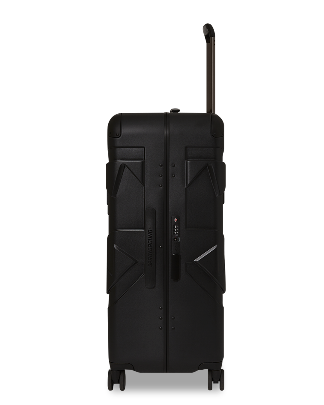 Close-up of the polycarbonate exterior with shark sculpture design on JetBlack luggage