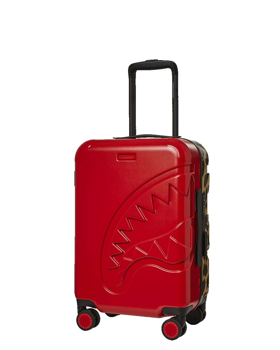 Front view of Sharkitecture polycarbonate carry-on luggage showcasing its sleek design.