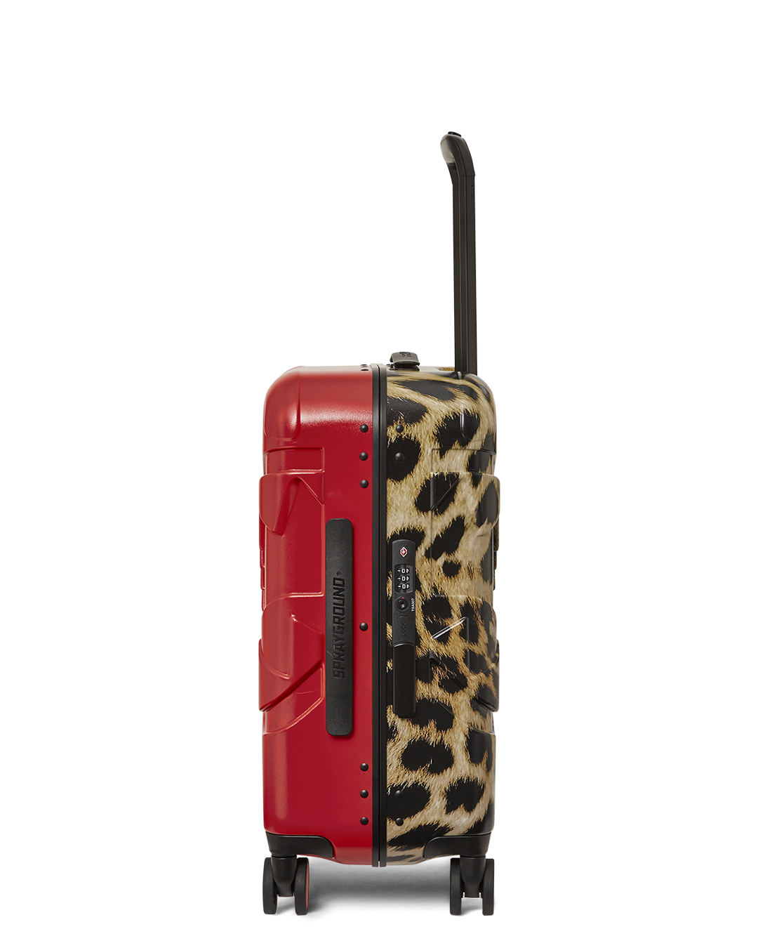 Front view of Sharkitecture polycarbonate carry-on luggage showcasing its sleek design.