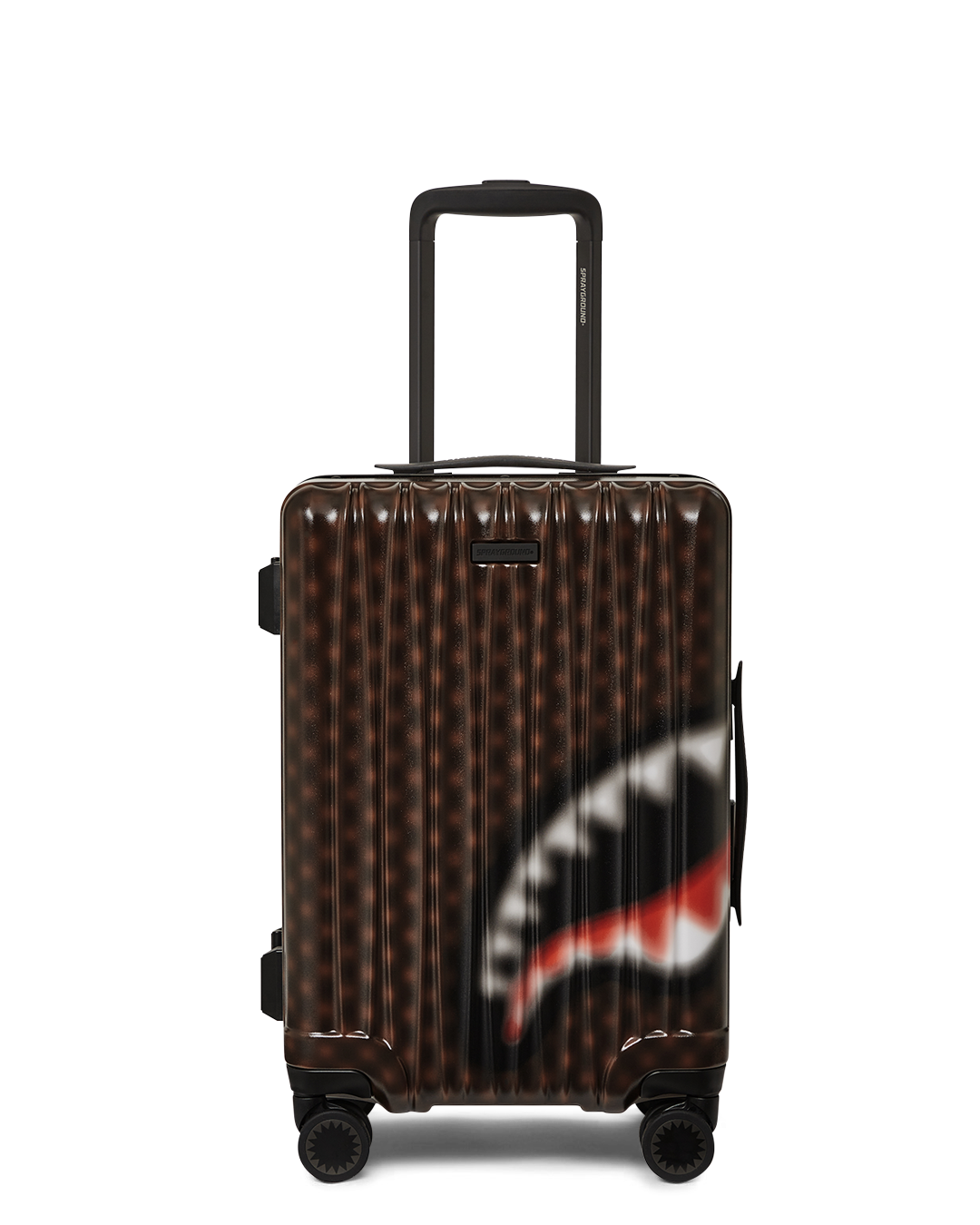 Luggage being rolled smoothly with double spinner wheels at airport