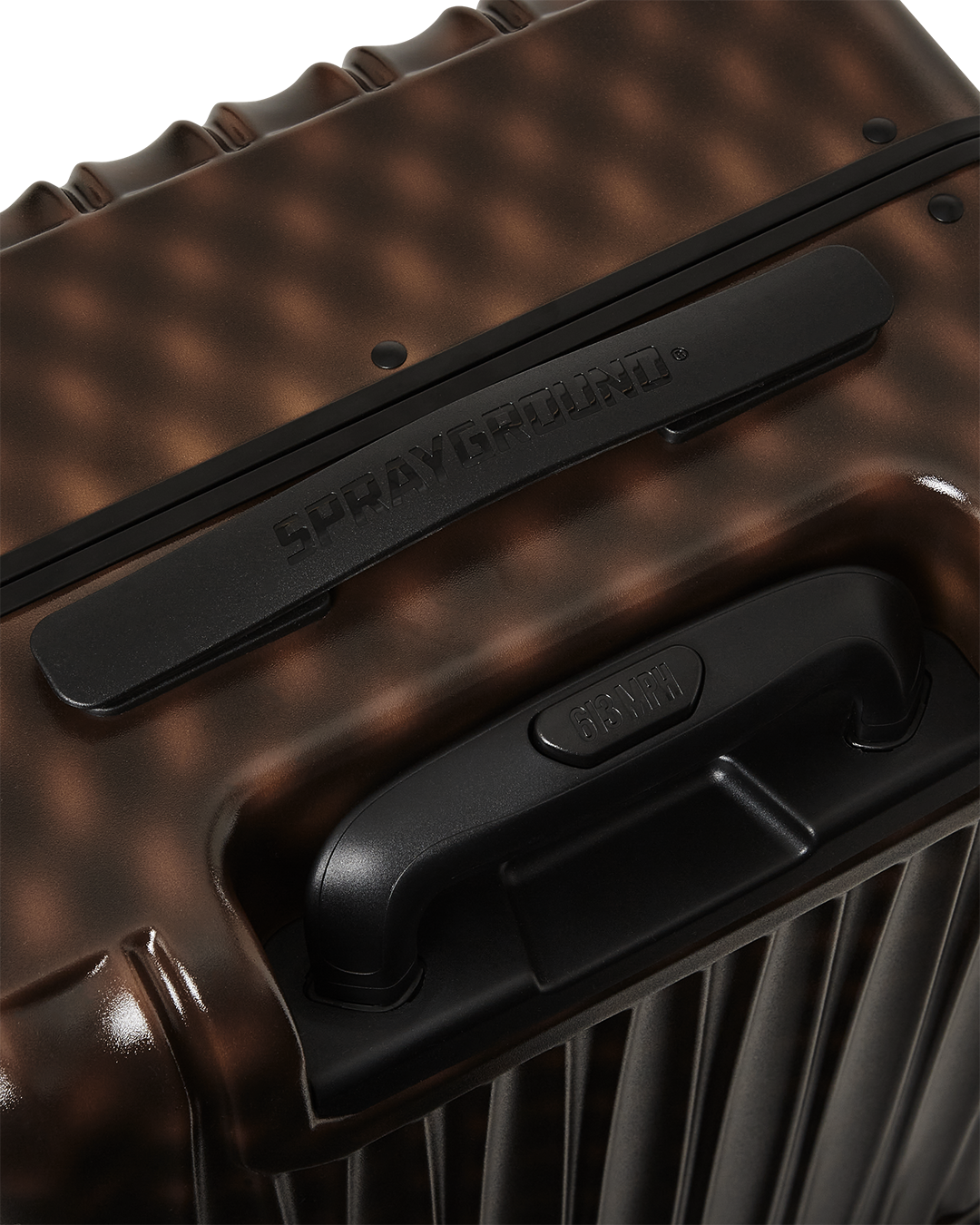 Interior of carry-on luggage showing organization pockets and compression straps
