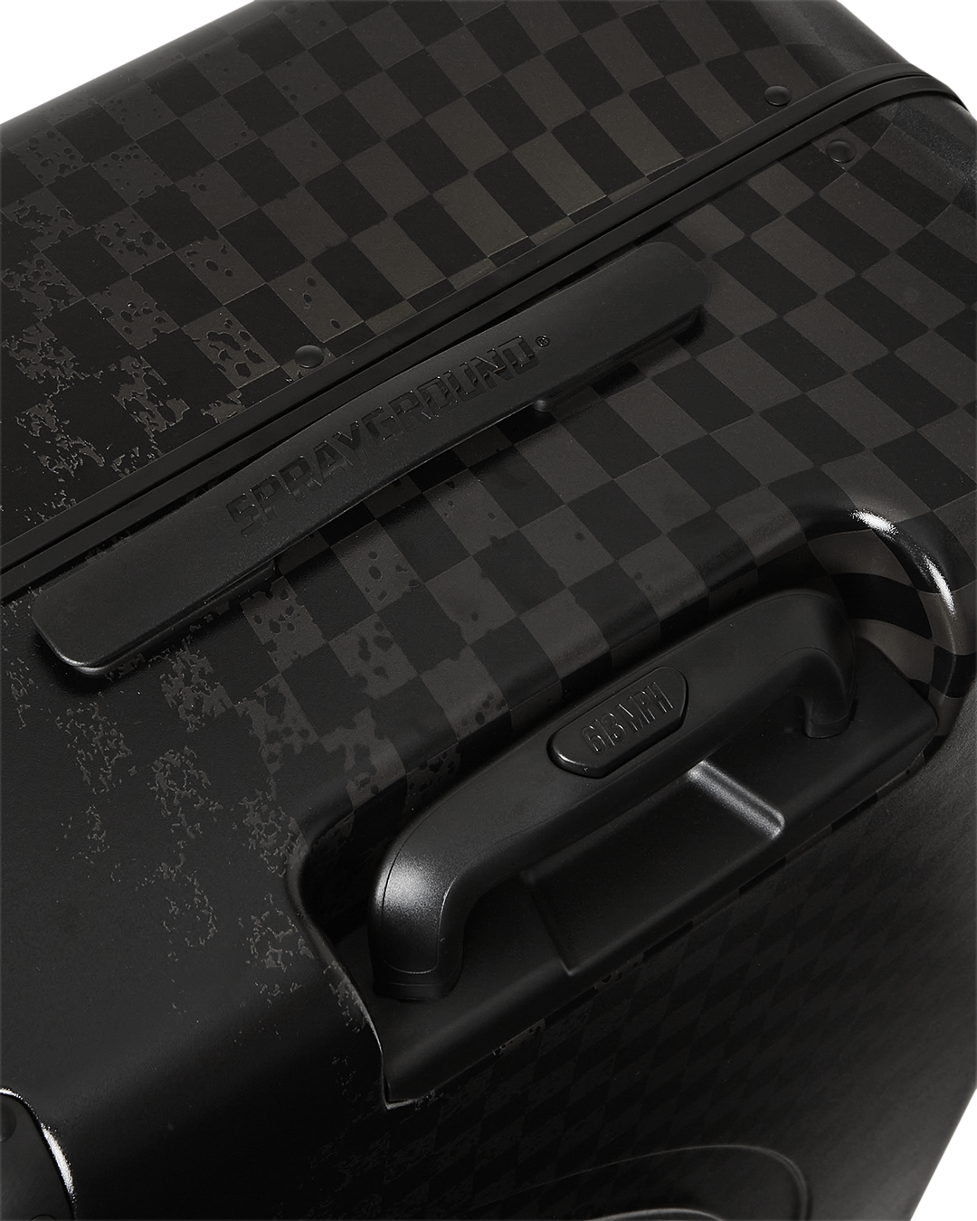 Full view of the lightweight suitcase with spinner wheels in an airport setting