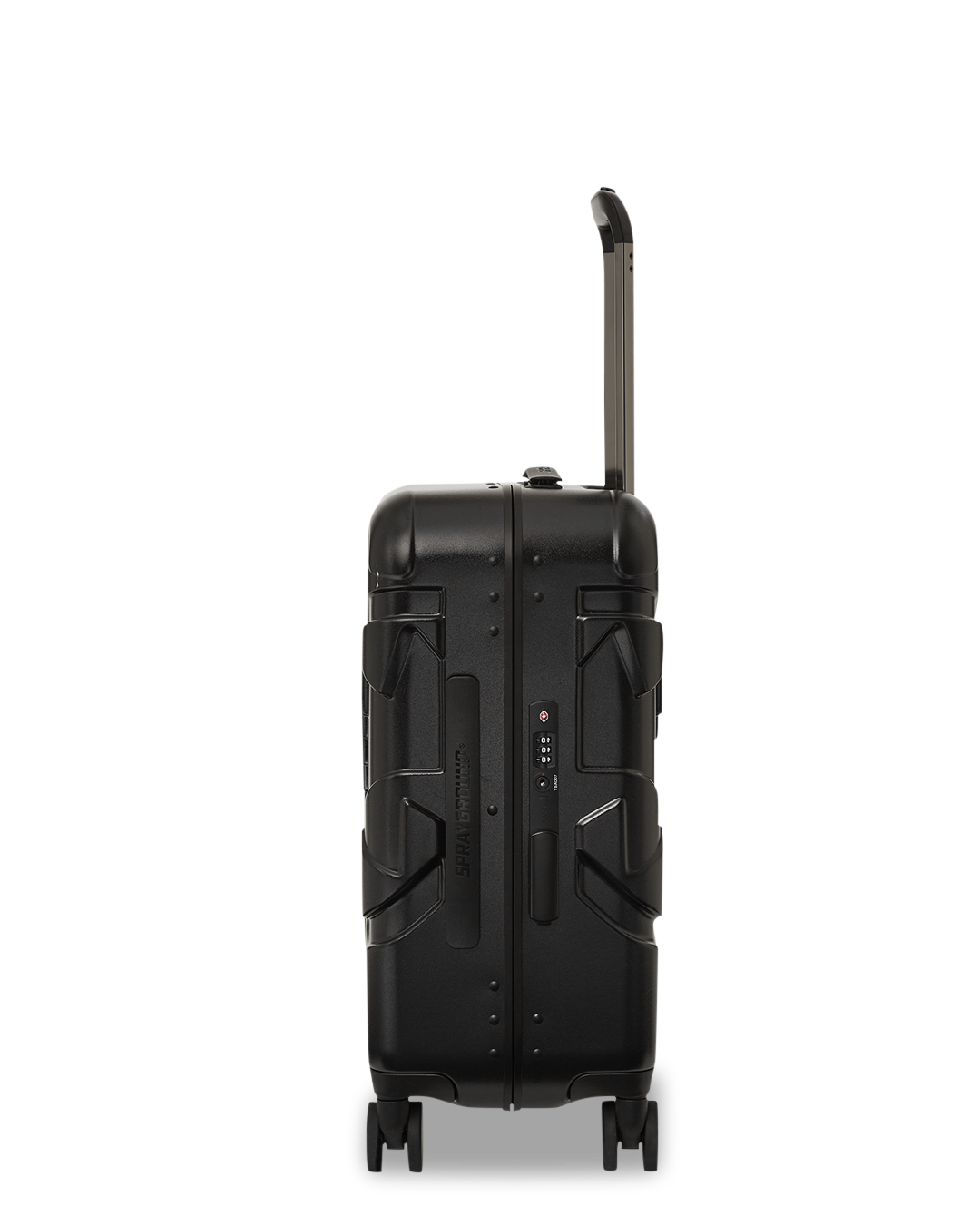 Interior view of carry-on luggage with organized compartments and compression straps.