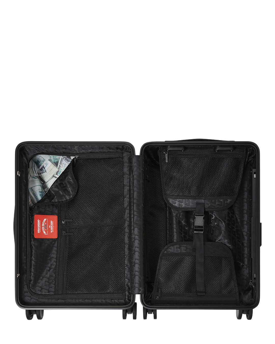 Nightsharks luggage in use, rolling effortlessly with dual spinner wheels at an airport terminal.