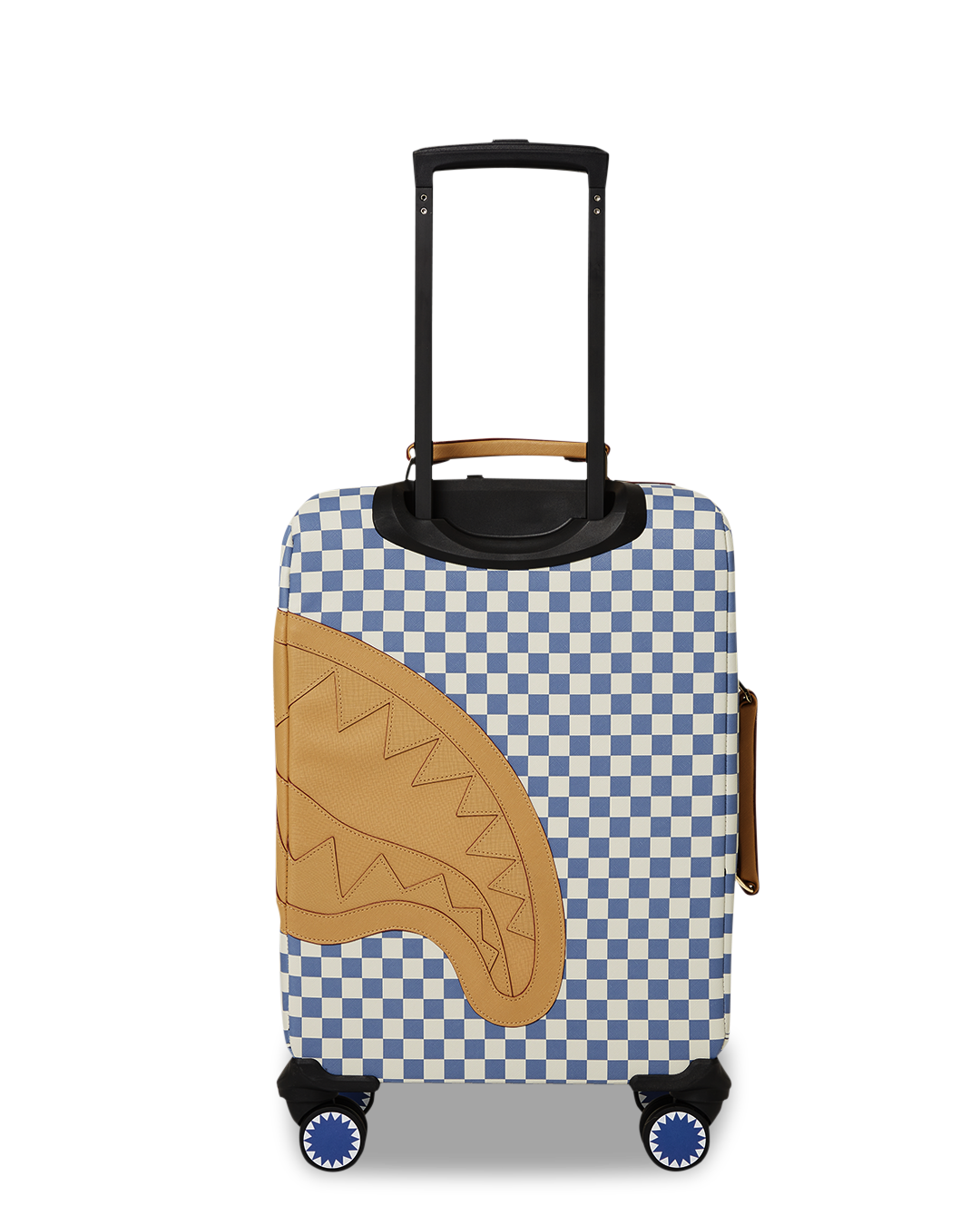 Open interior of the spinner suitcase with mesh pockets and zippered compartments