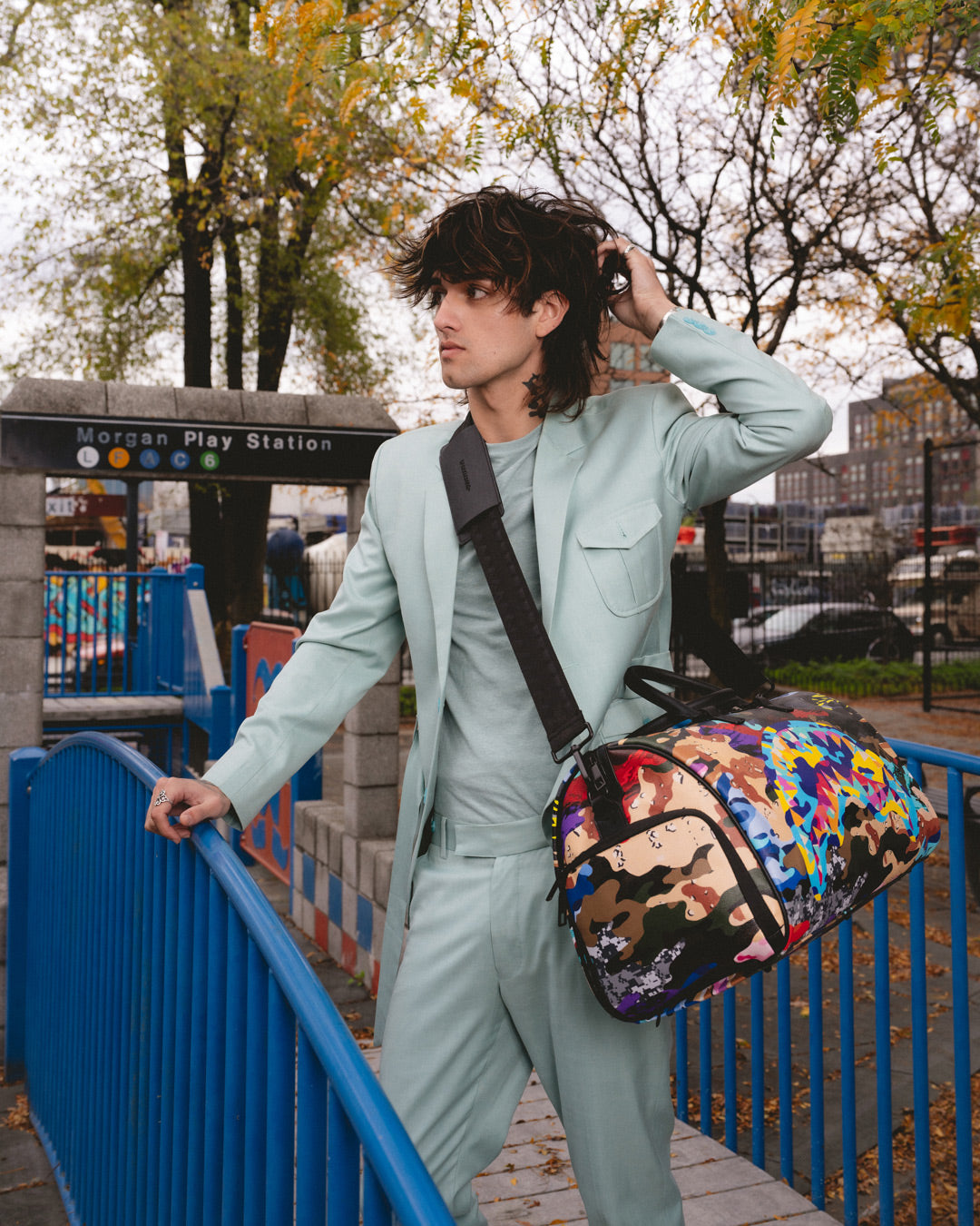 Open interior of duffle bag with spacious compartments