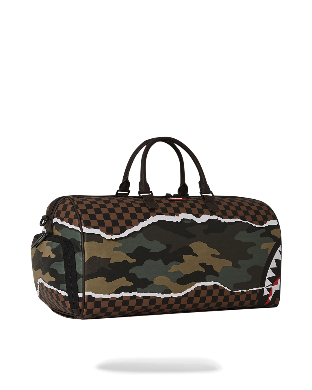 Stylish duffle bag paired with a Louis Vuitton suitcase for luxury travel