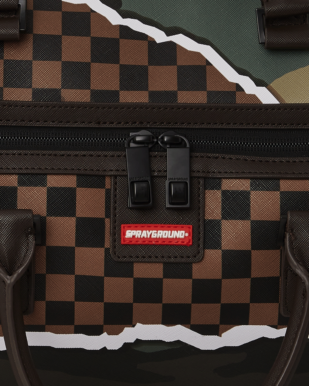 Water-resistant travel bag being carried with golf clubs in background