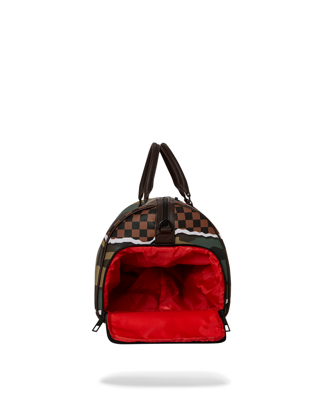 Stylish duffle bag paired with a Louis Vuitton suitcase for luxury travel