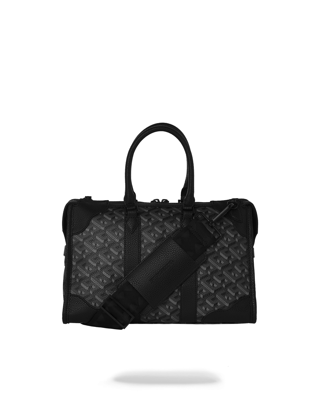 3DSG Thunderclap Pyramid Mini Duffle Bag - front view with faux leather texture