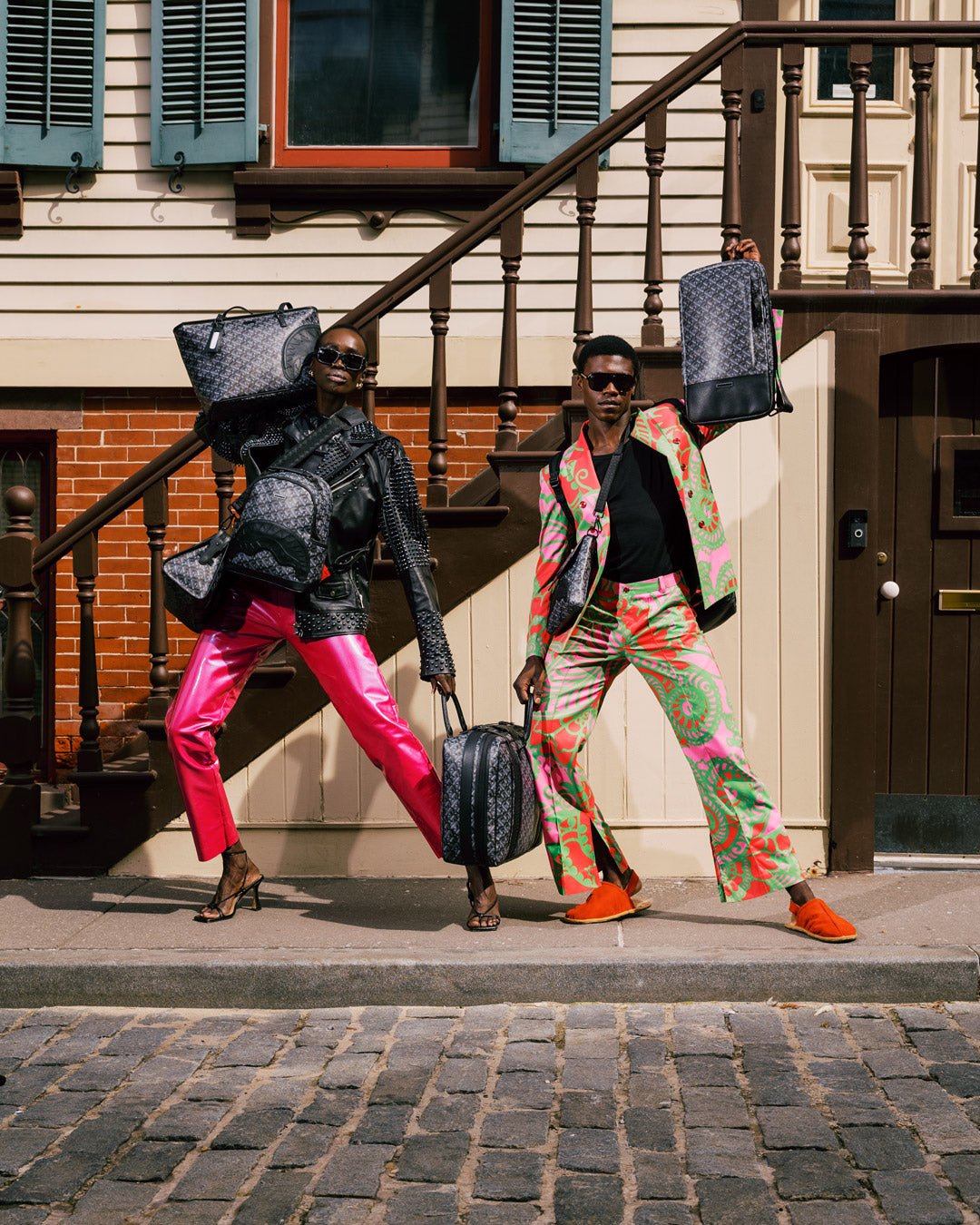 Thunderclap Pyramid Mini Duffle Bag being used as a crossbody bag
