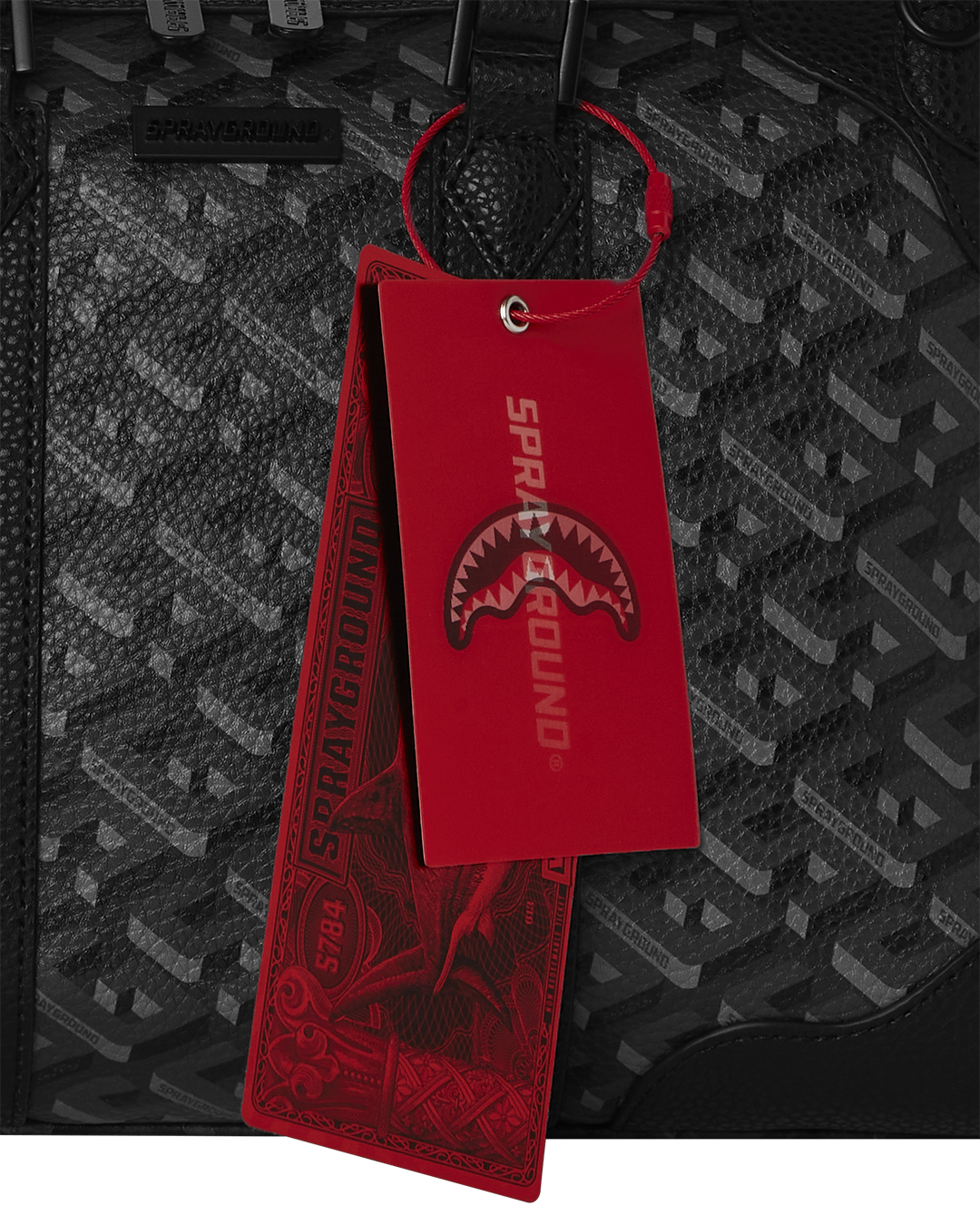 3DSG Thunderclap Pyramid Mini Duffle Bag - front view with faux leather texture