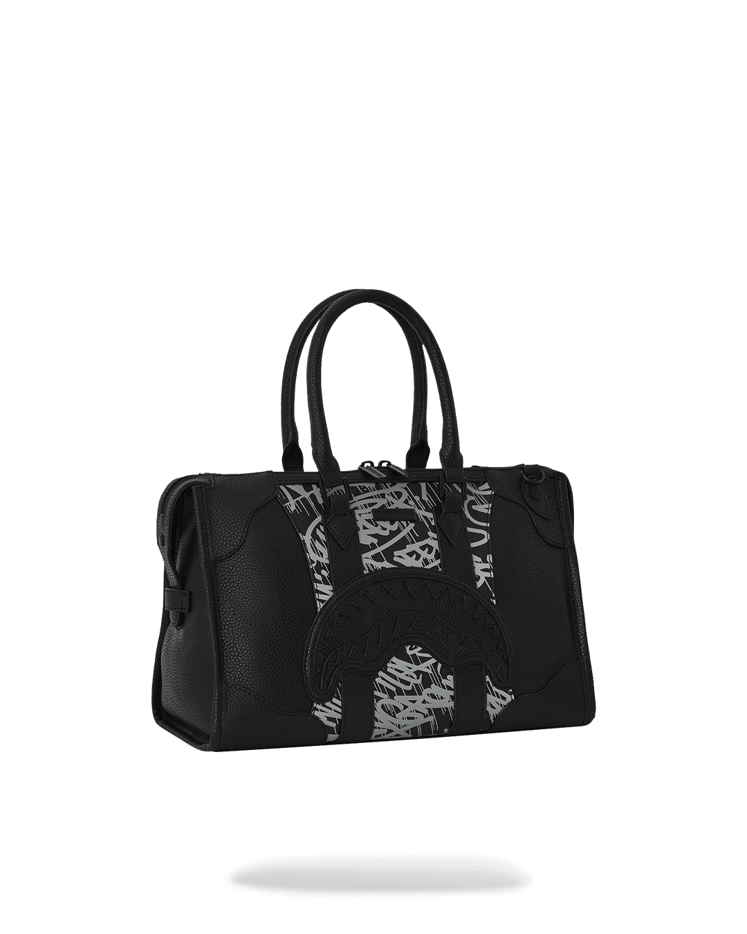 Mini duffle bag styled with laptop and water bottle for work or gym