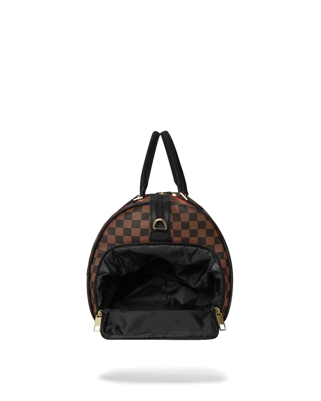 Close-up of adjustable straps and gold hardware on faux leather tote bag