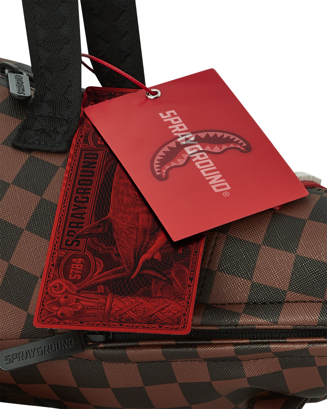 Side angle highlighting the padded shoulder strap and exterior zipper pockets