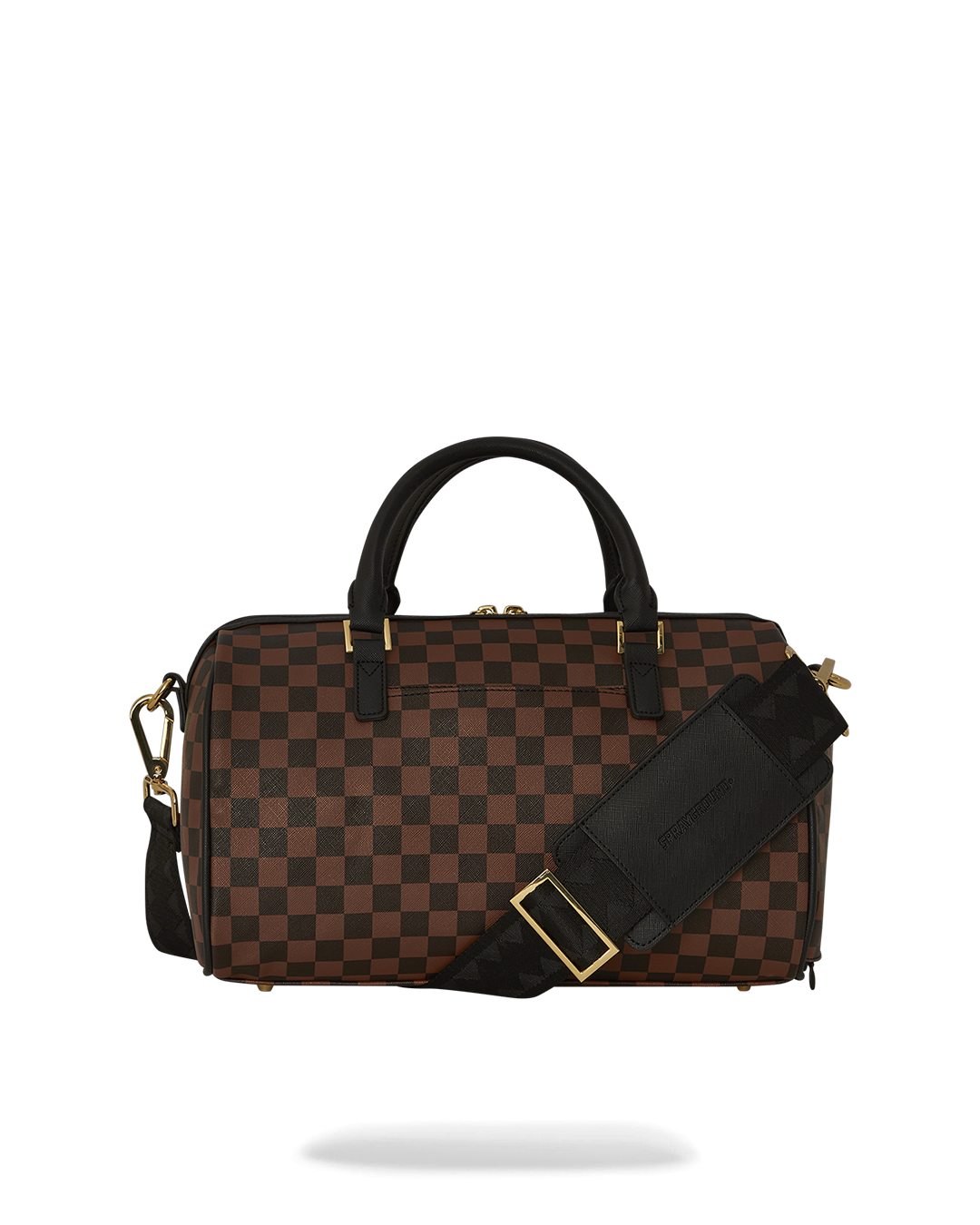 Sharkmouth Mini Duffle Bag worn crossbody with adjustable strap