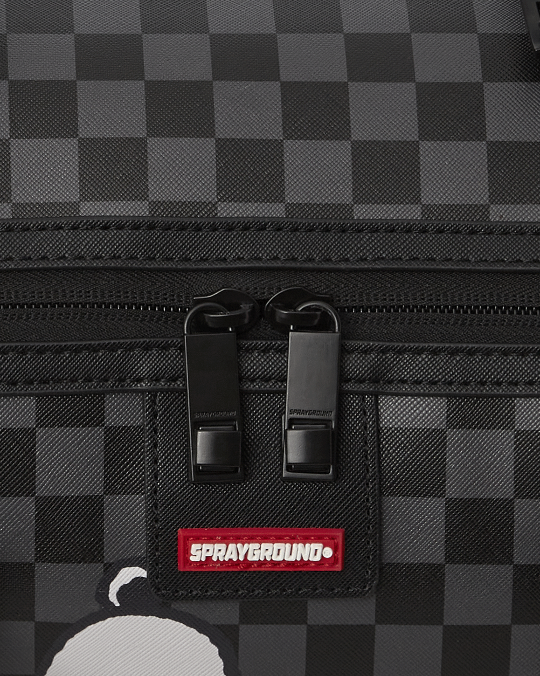 Snoopy duffle bag being carried with adjustable straps, perfect for travel.