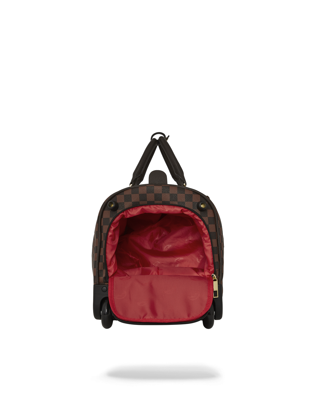 Side view of the Parisian elegance rolling duffle bag on a city street.