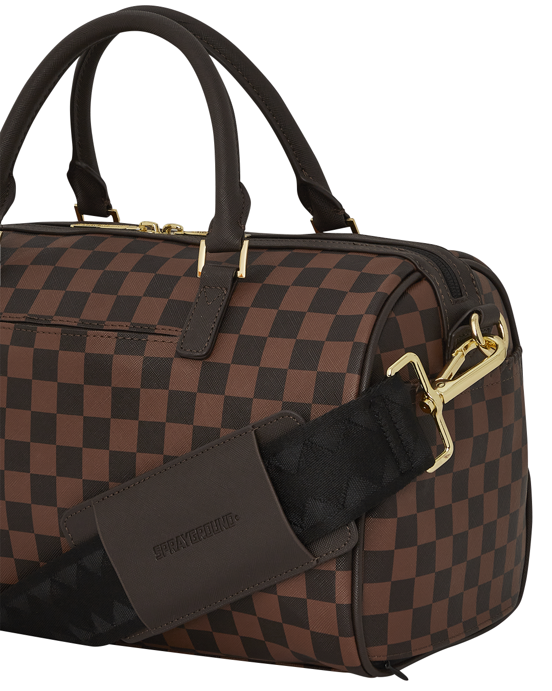 Interior pocket and strap details of crossbody bag bags in faux leather