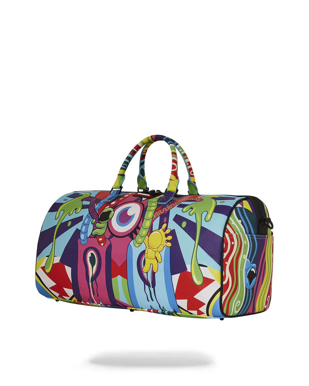 Interior of duffle bag with sneaker compartment open