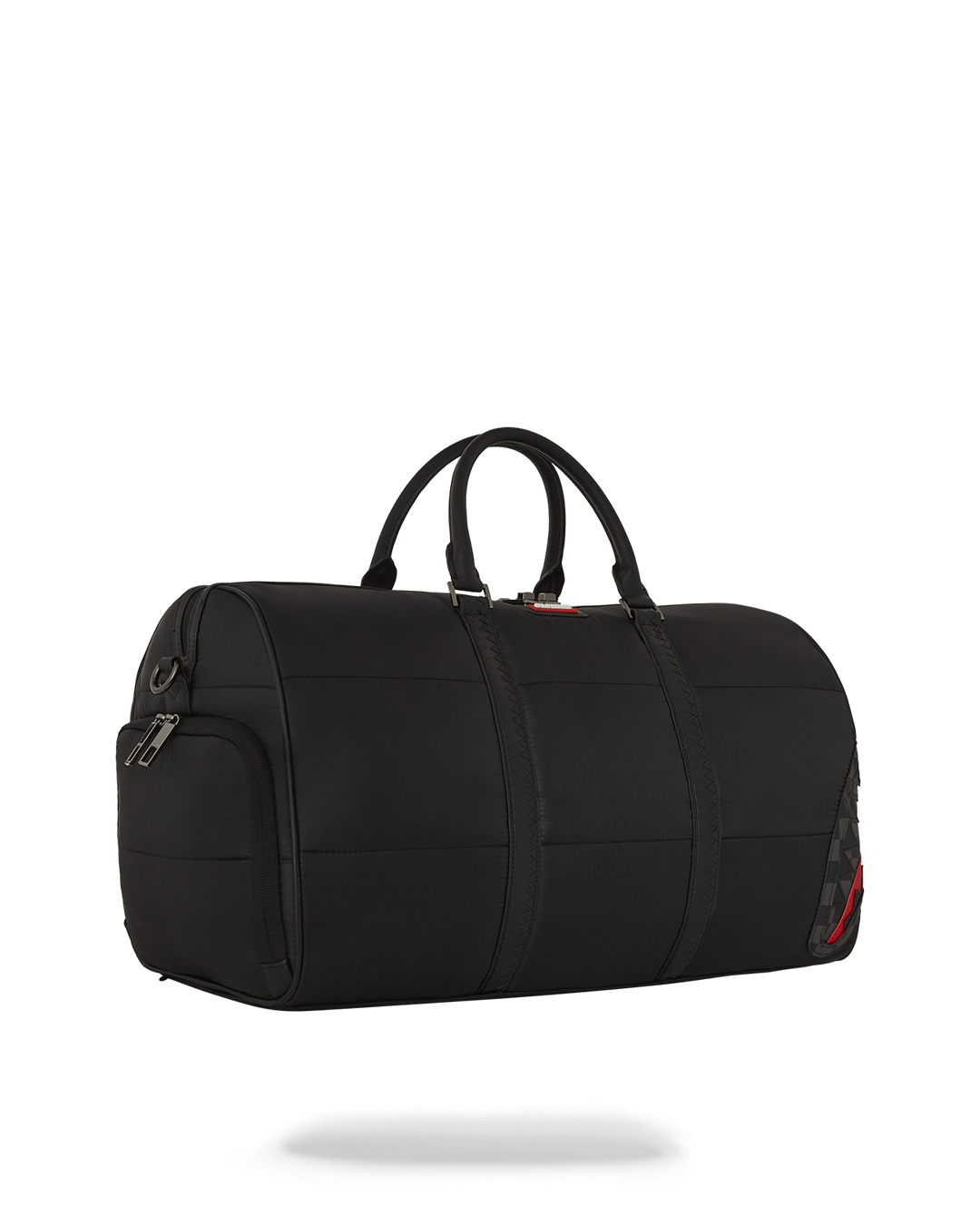 Faux leather puffer tote bag in use during a weekend getaway.