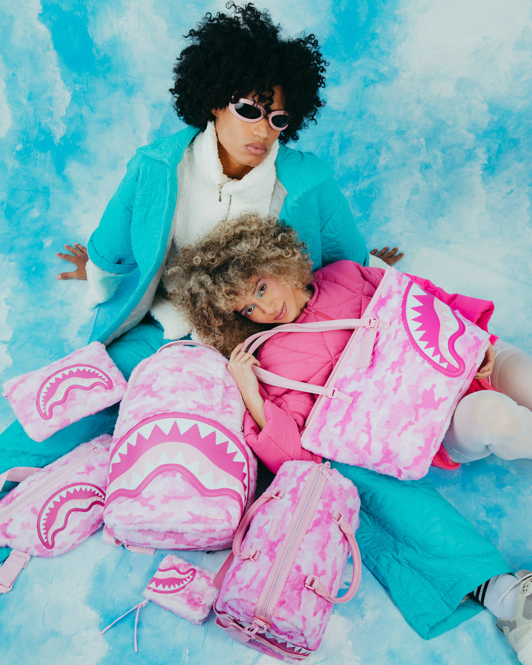 Close-up of faux leather material and water-resistant fabric of the mini duffle