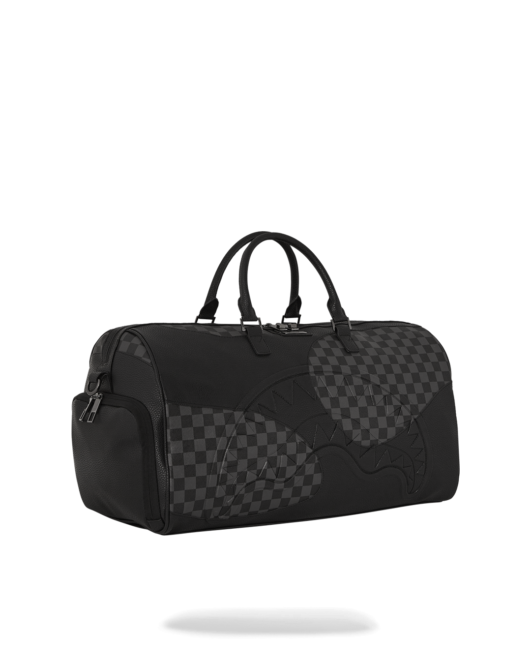 Interior lining detail of designer duffle bags with Sprayground money print