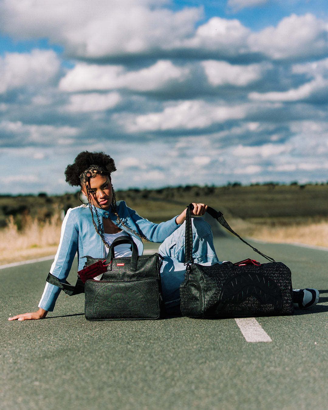 The bags spacious interior with multiple organizational pockets, including a zippered sneaker pocket.