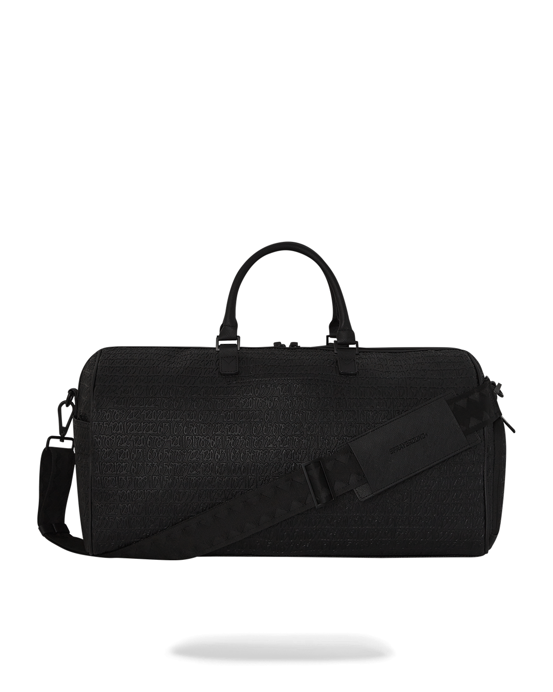 Faux leather duffle bag with a sleek design and adjustable straps, ideal for travel.
