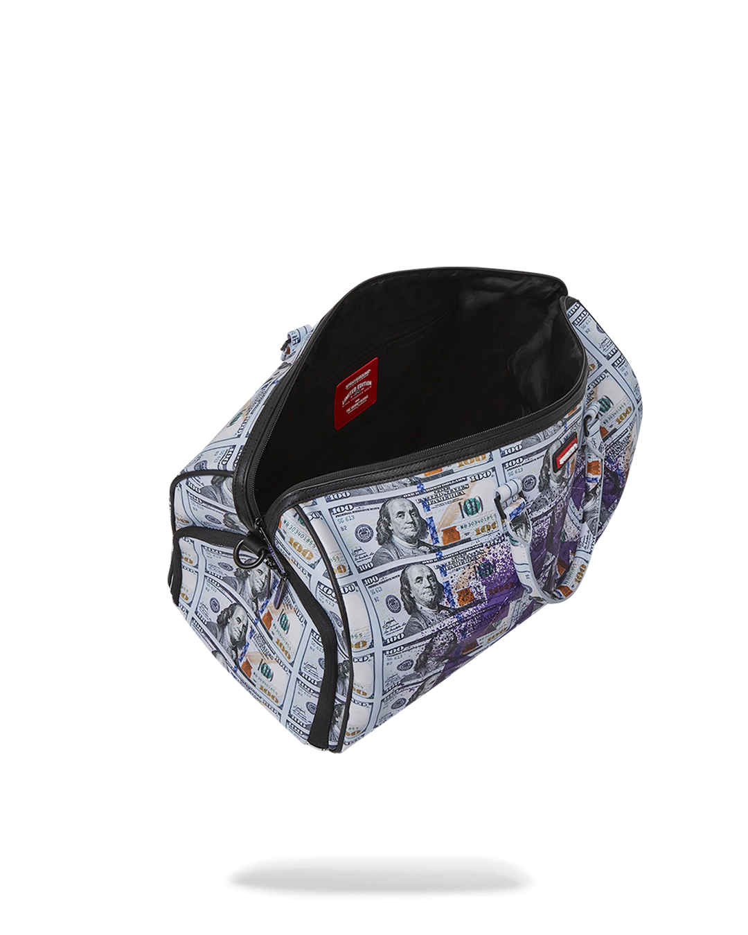 Interior view showing spacious main compartment and sneaker storage.