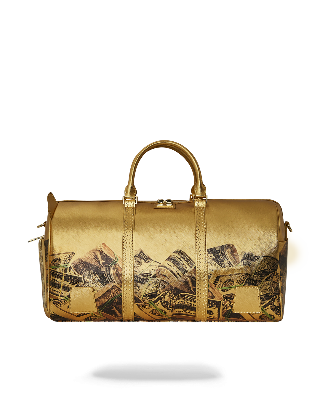 Squid Game Collaboration Faux Leather Duffle Bag front view with metal zipper pocket