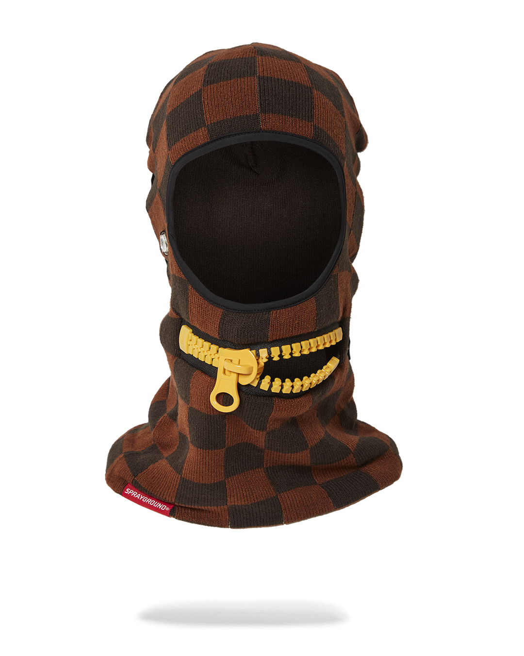 Side angle of warm ski mask showcasing knitted texture