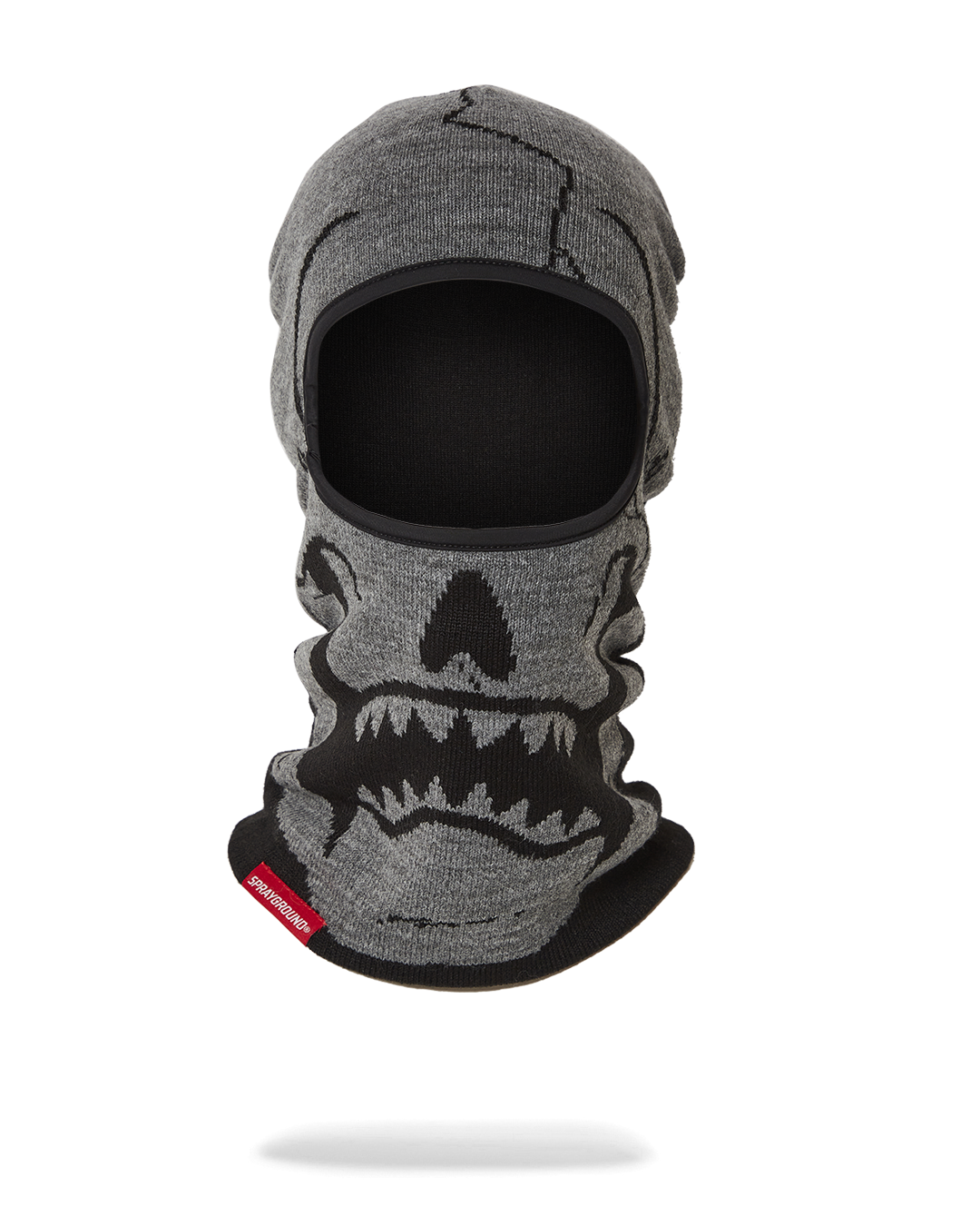 Close-up of knitted ski mask texture showing breathable acrylic fibers