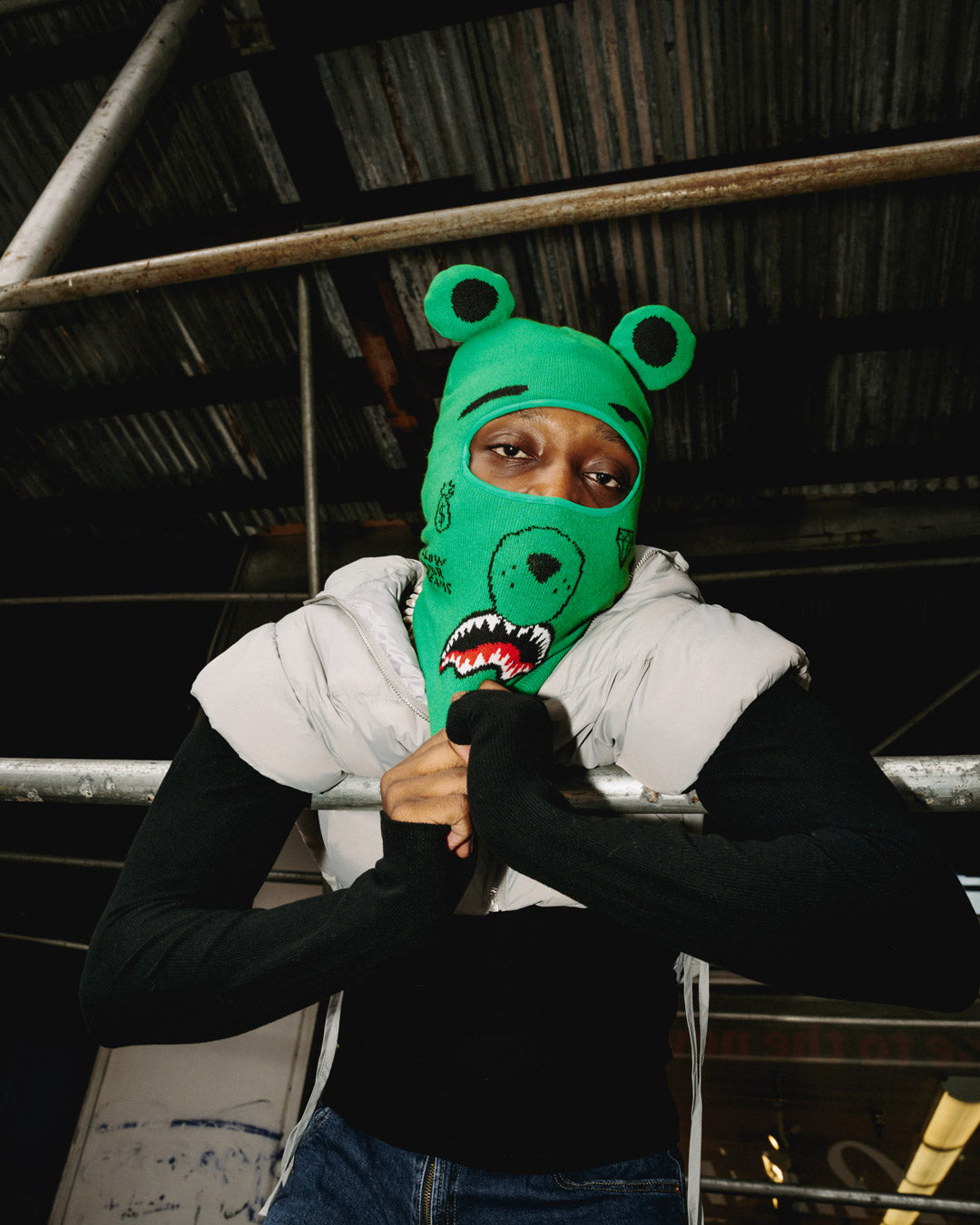Side profile showing full face coverage of ski mask for cold climates