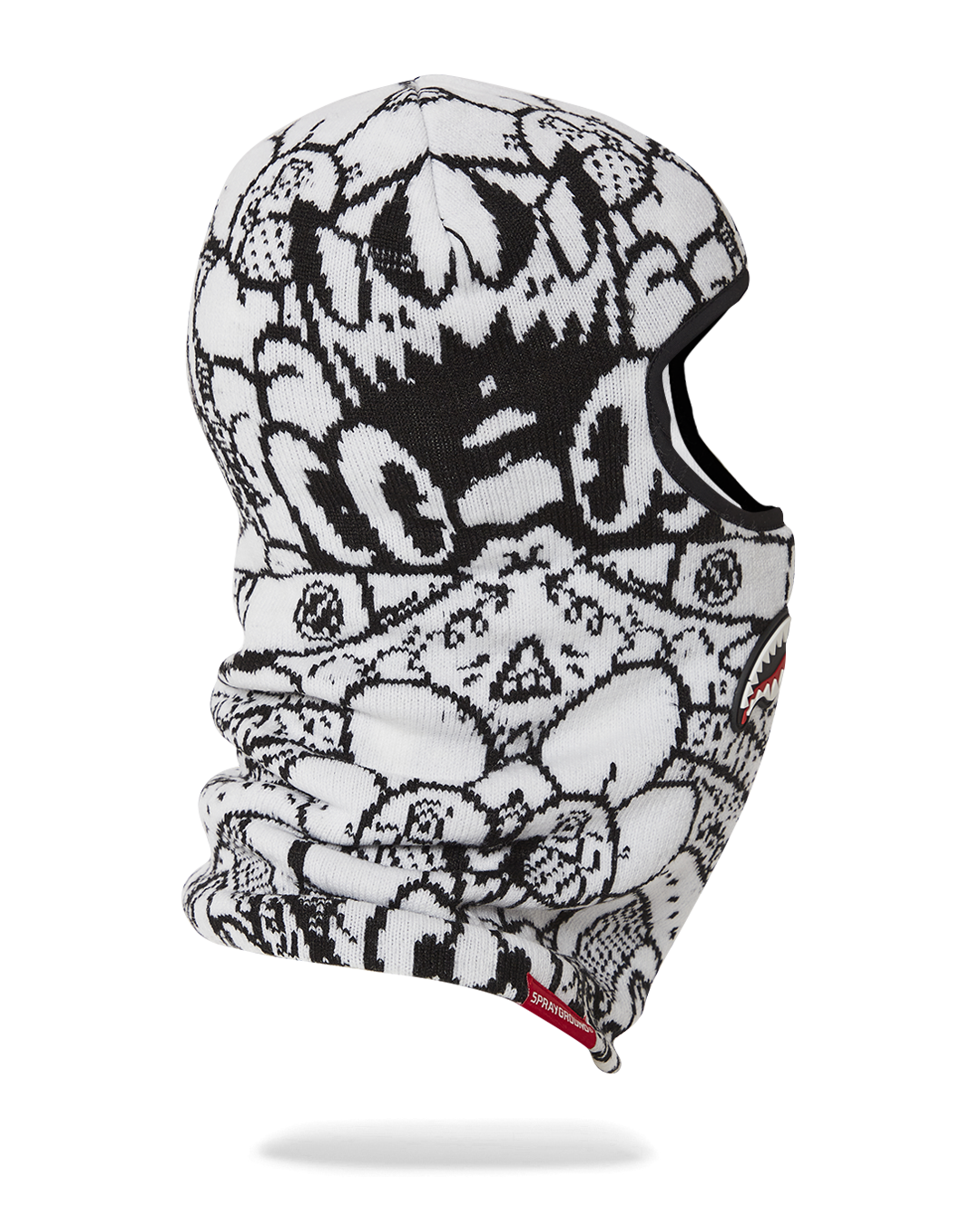 Close-up of the knitted acrylic fabric of the ski mask