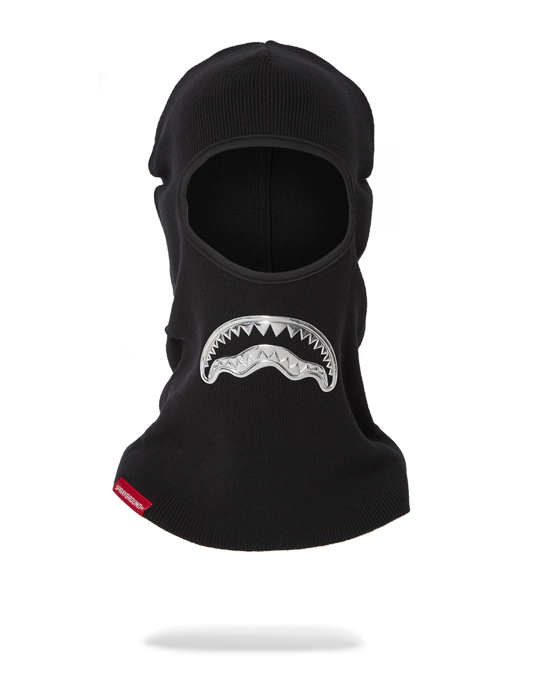 Model wearing Chrome Dome ski mask in urban winter setting